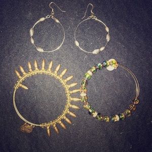 Alex and Ani bracelet and earrings